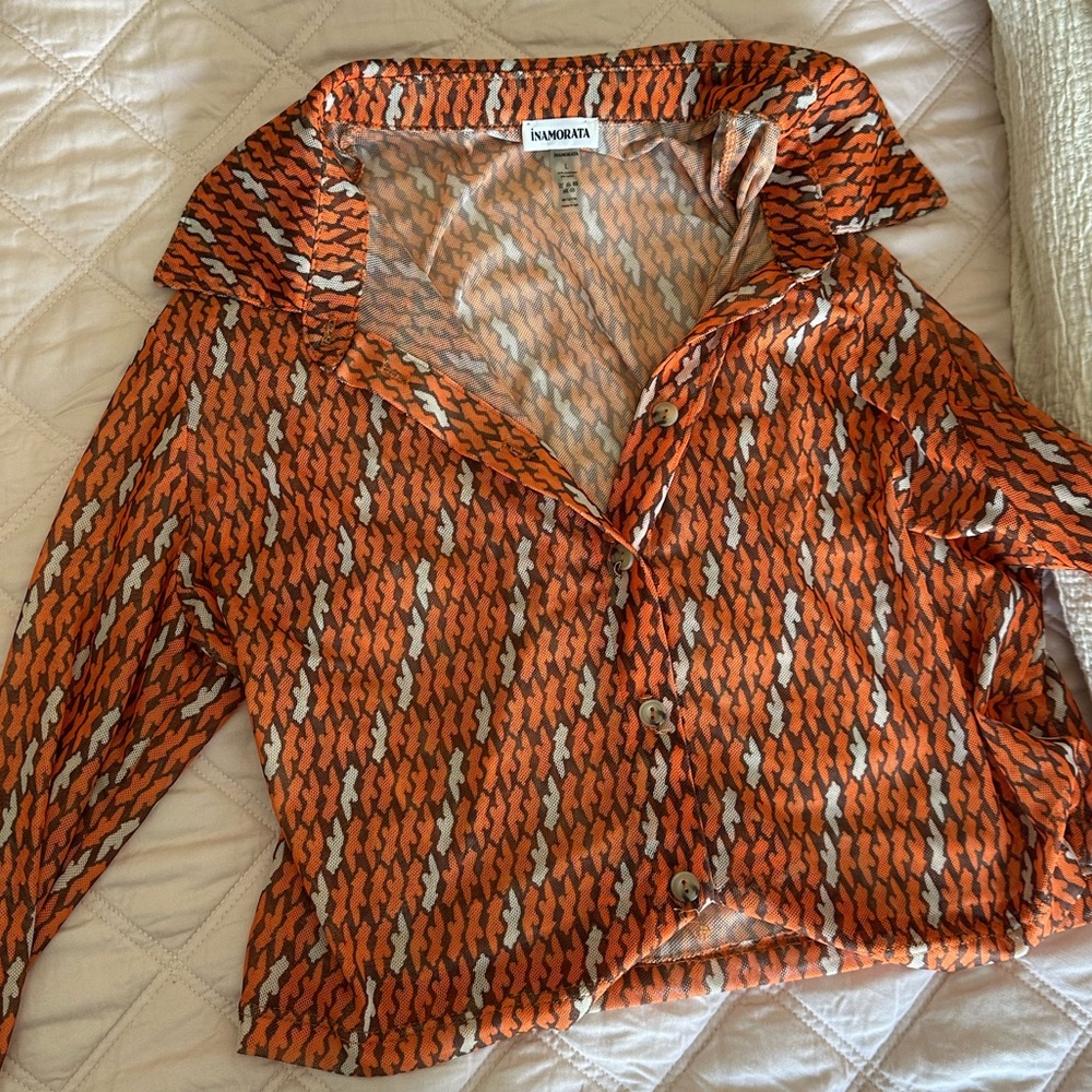 Inamorata sheer, cropped button-up